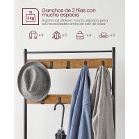 Perchero con Estante para Zapatos, Mueble de Entrada con Banco, 3 en 1, Marco de Acero, para Entrada y Pasillo, 32 x 70 x 177 cm, Estilo Industrial, Marrón Castaño y Negro HSR041B41 - details 3