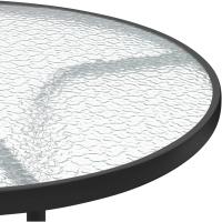 Mesa de jardín redonda de cristal de 70 cm de diámetro, mesa de balcón con orificio para sombrilla, altura 73 cm, negro - details 5