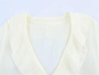 OUWU- Camisa De Manga Abombada Con Volantes Y Decoración En Capas Con Cuello En V, Versátil, Dulce, A La Moda, Estilo Europeo, Nueva - details 2