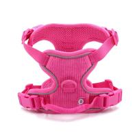 Collares personalizados mascotas Collar rosa suave perros con nombre, arnés reflectante sin tirar perros, correa, juego de - details 8