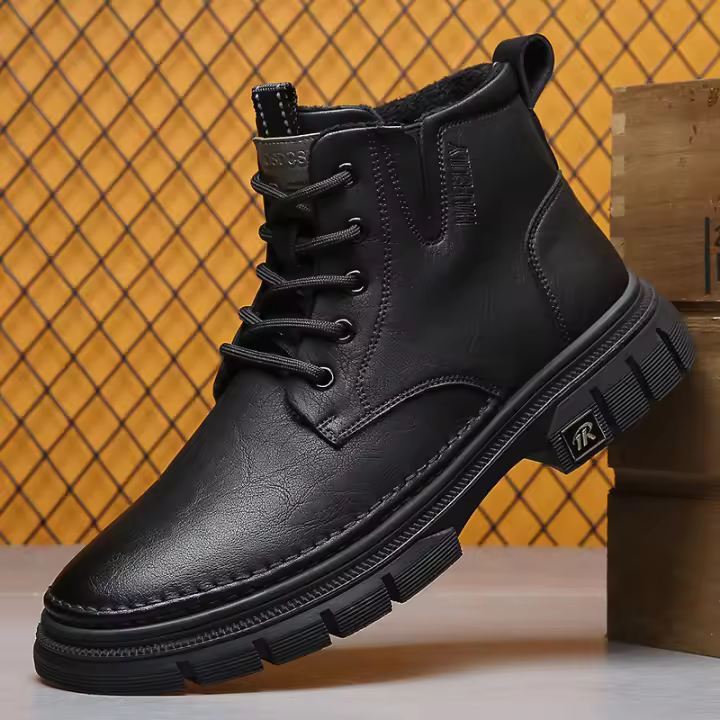 Nuevas botas de trabajo, botas de cuero de moda de caña alta para hombres de estilo británico americano retro - 1