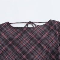Moda elegante para mujer primavera nueva señora cuello redondo, falda midi, estampado clásico de otoño - details 3