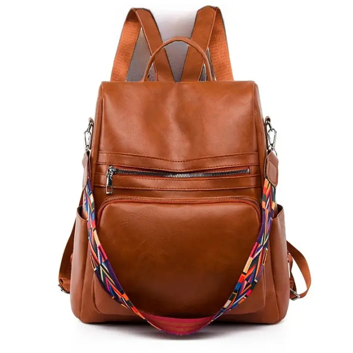 Mochila de cuero de alta calidad,Bolso de hombro de las señoras de la vendimia,Bolso antirrobo del recorrido,Mochila de la escuela de las muchachas,Cuero de la PU,Bolso,Bolsos de las mujeres que viajan - 1
