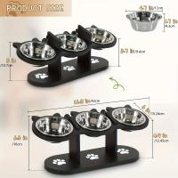 Soporte de Alimentación Elevado para Gatos de Madera 3 Tazones Ajustables a 15 Grados - details 2