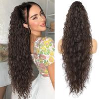 Peluca con cola de caballo con pinza para permanente de maíz, extensión de cola de caballo ombré, cola de caballo rizada y ondulada larga, Clip con cordón en cola de caballo, peluca para fiesta - details 13