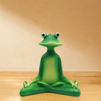 Estatua de rana de meditación Zen verde, artesanía de resina, adorno de rana meditando, estatuilla de Animal de jardín bonita - details 4