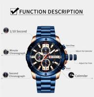Reloj CURREN 8336 de lujo de primera calidad para hombre, de cuarzo, moderno, único, con calendario, resistente al agua, correa de acero inoxidable, dorado, azul y negro - details 1