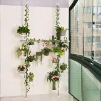 Macetas de Flores Telescópico Estante para Plantas de Metal con 12 Bandejas, 2 Ganchos y 1 Barra Telescópica Organizador de Almacenamiento para Esquina Interior Balcón Sala - details 2