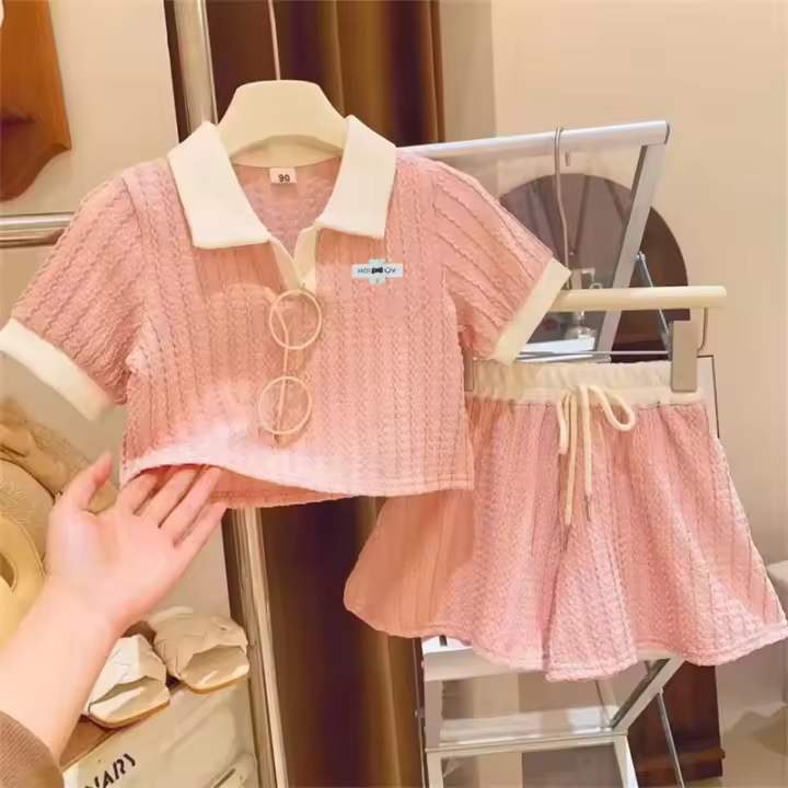 Conjunto de Ropa Bonita y Dulce para Niñas Pantalón Corto Informal de Manga Larga, Novedad de Verano, Ropa Deportiva Cómoda a la Moda para Niños de 2 a 10 Años - 1