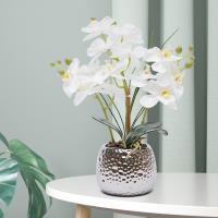 Orquídeas artificiales Phalenopsis, orquídeas artificiales en maceta, altura de 39 cm, flores artificiales decorativas - details 0