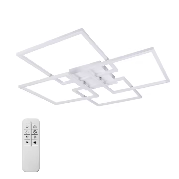 CBJKTX Lámpara de Techo LED para Salón, Cocina, Blanca, Regulable, con Mando a Distancia, Moderna, 3000K - 6500K, 48W - 1