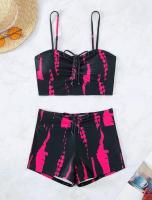 Conjunto de bikini con lazo teñido Traje de baño de cintura alta Traje de baño de Dacron - details 30