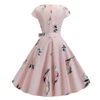 Women summer vintage 1950s 60s big swing party polka dot dress - details 4