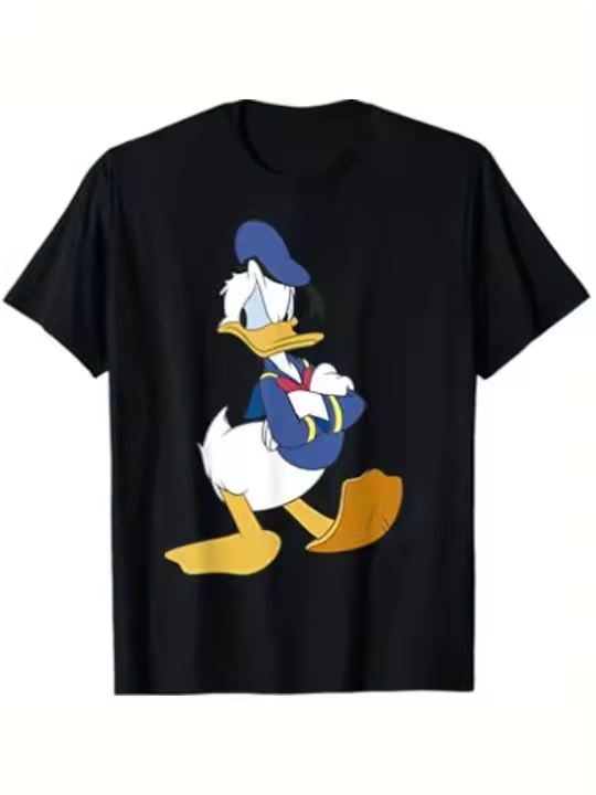 Camiseta con retrato tradicional de Mickey y sus amigos Donald, regalo para papá, manga corta con cuello redondo suave y cómoda, 230g - 1