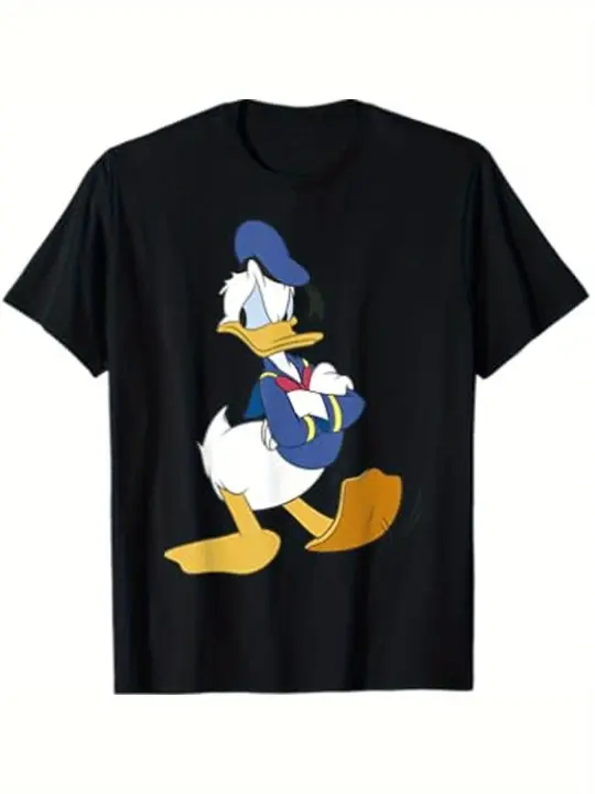 Camiseta con retrato tradicional de Mickey y sus amigos Donald, regalo para papá, manga corta con cuello redondo suave y cómoda, 230g - 1