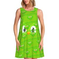 Vestido Duo de búho sin mangas informal para mujer, divertido pájaro verde, viajes personalizados, D-Duogos - details 32