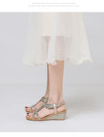 Sandalias de cuña para mujer, verano 2025, nuevo estilo, modernas y cómodas, con banda elástica, zapatos romanos con temperamento. - details 0