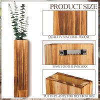 Paquete de 2 maceteros de pared de madera, macetero colgante de madera para flores secas y plantas verdes artificiales, florero de bolsillo de madera - details 5