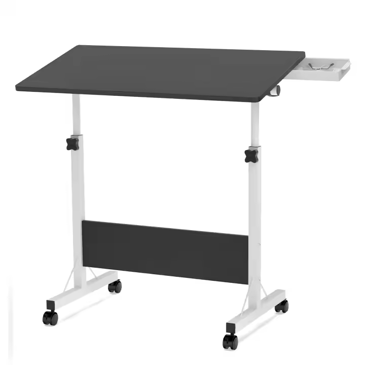 Mesa de Escritorio Moderna Altura Ajustable, Plegable con Ruedas, Madera y Acero - 1