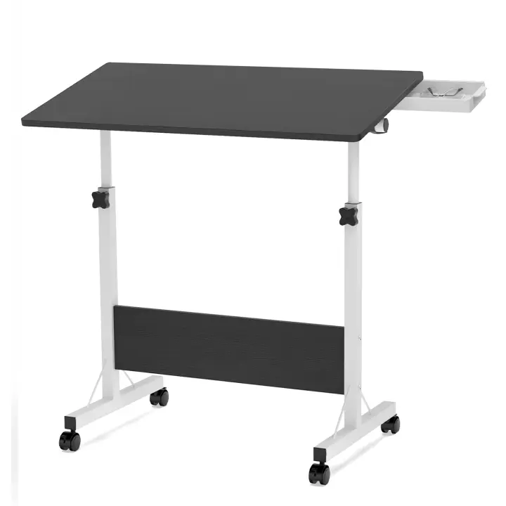 Mesa de Escritorio Moderna Altura Ajustable, Plegable con Ruedas, Madera y Acero - 1