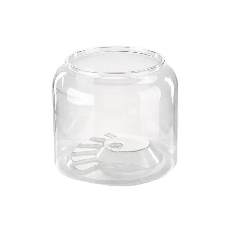 Macetero hidropónico, jarrón redondo transparente para pecera, tanque de tortuga de escritorio irrompible de plástico con cubierta, pecera dorada para el hogar - 1