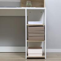 Mesa de Ordenador PC 137x55x92 cm Escritorio con Estantería de 3 Estantes 2 Cajones y Soporte para Impresora para Oficina Estudio Despacho Blanco y Roble - details 7