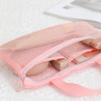 Bolsa De Maquillaje Mini De Malla Rosa Con Multípocket Bolsa De Baño Portátil Para Viajes Estilo Fashion Cierre De Cremallera - details 4