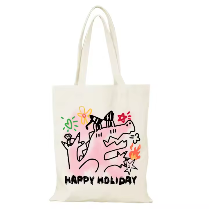 Bolso personalizado, bonito bolso de mano de lona, ​​bolsos de ocio con dibujos animados para mujer, nuevos bolsos, bolso de mujer, bolso de compras ecológico, tela de playa - 1
