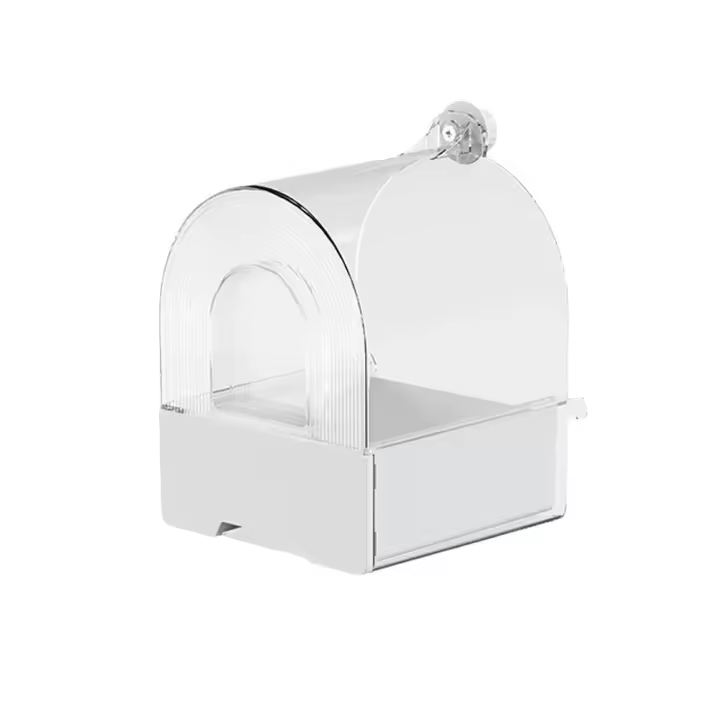 Bañera colgante transparente para loros, diseño de cajón montado en la pared, jaula de baño para pájaros, caja de ducha desmontable a prueba de salpicaduras para pájaros, cacatúa - 1