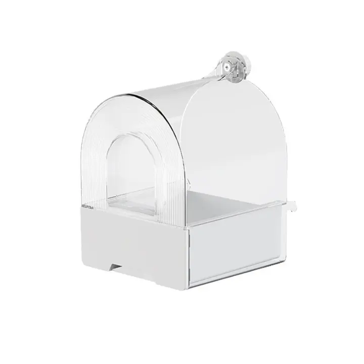 Bañera colgante transparente para loros, diseño de cajón montado en la pared, jaula de baño para pájaros, caja de ducha desmontable a prueba de salpicaduras para pájaros, cacatúa - 1