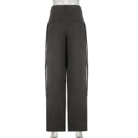 Pantalones anchos sueltos de estilo retro de cintura alta para mujer - details 1