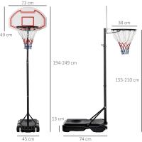 Canasta de Baloncesto con Altura Ajustable de 194-249 cm Canasta de Baloncesto Portátil con Base Rellenable de Agua 30 kg o Arena 35 kg y Ruedas de Transporte para Niños y Adultos Multicolor - details 6