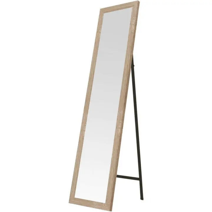 Espejo de Pie de Cuerpo Completo Color Natural Marco de Madera Forma Rectangular de 37x157 cm - 1