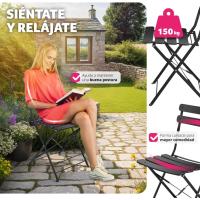 Juego de Muebles de Jardín Exterior Mesa de Bistro y 2 Sillas Plegables Antideslizantes - details 7