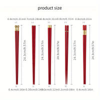 5 Pares De Palillos De Aleación Para Familia, Para Uso Doméstico, Rojo Festivo, Antimoho, Antideslizante, Aislamiento térmico - details 0