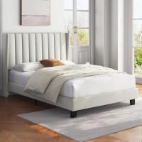 Cama Doble Tapizada 140 x 200cm Estructura de Madera y Metal Moderno Ideal para Adultos 2 Personas - details 2