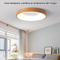 Lámpara colgante LED redonda con rayas de madera 40 cm, 30 W, 3000 lúmenes, control remoto - details 2