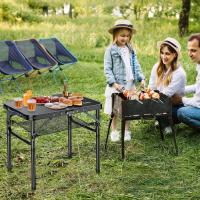 Mesa de Camping Plegable Portátil 60x40x25.4/49/67cm Altura Ajustable Impermeable Negro - details 1