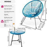 Conjunto de Exteriores de Jardín de Acero 2 Sillas y Mesa de Cristal Resistentes a la Intemperie - details 10