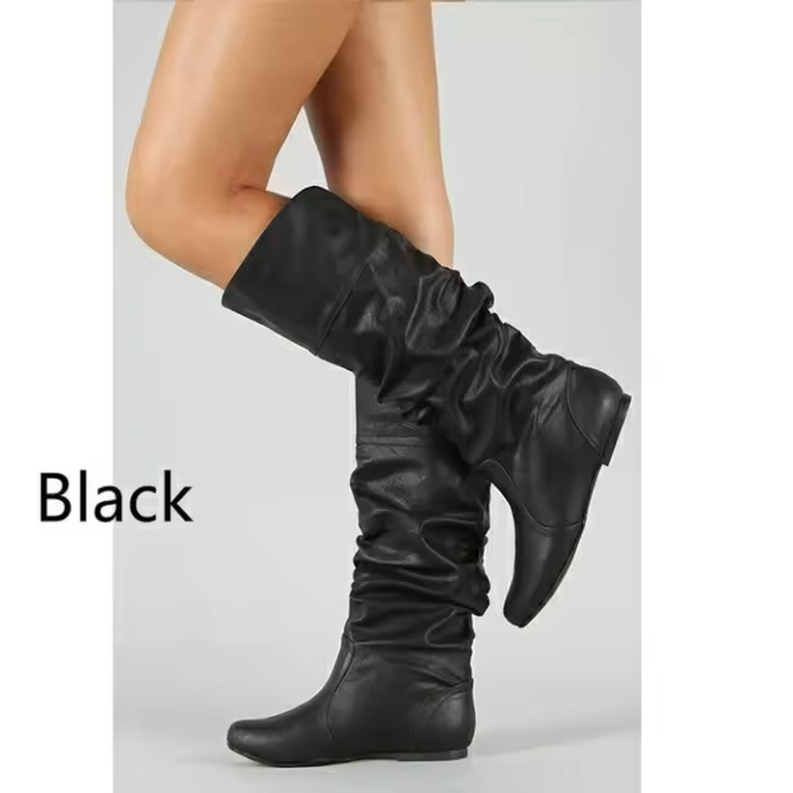 Botas de mujer con fondo plano, Atos informales de moda, otoño e invierno. - 1