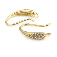 Ganchos de Pendientes de Brasso Dorado 18K con Zirconia Accesorios de Joyería DIY de Alta Calidad para Mujeres - details 1