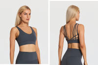 SHINBENE-Sujetador deportivo con tirantes para mujer, sostén deportivo con escote en V, espalda cruzada, acolchado, entrenamiento, Yoga - details 29