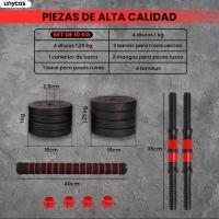 Ajustables【Discos de Cemento |   10-40 kg】con Barra Recta de Conexión |   Pesas Ergonómicas para Hombres y Mujeres, Gimnasio en Casa, Fitness (Transformador Rojo/Naranja) - details 6