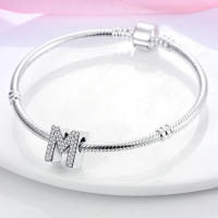 Series de Encantos de Plata Esterlina S925 Letras de Alfabeto Ajuste para Pulsera y Brazalete de 3mm Joyería Fina de Cumpleaños para Mujeres - details 12