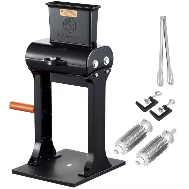 SucceBuy Ablandador de carne comercial, máquina ablandadora de carne de acero inoxidable resistente, herramienta de cocina de operación manual rápida y fácil, puerto de alimentación de 5,8 pulgadas para carne de res, pavo, pollo, cerdo, filete y pescado - 1