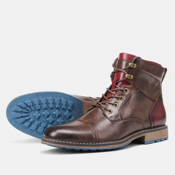 Cómodas botas de cuero para hombre,Botas para hombre,Primavera y Otoño 2025 Nuevo Tamaño 39-45 - 1