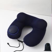 Almohada de viaje inflable en forma de U, cojín de soporte para el cuello con presión suave de la mano, con bolsa de almacenamiento, almohadilla para reposacabezas para ahorrar espacio, coche - details 1