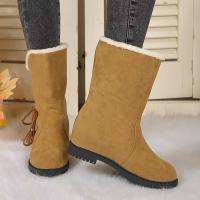 Women's Fashion Bow Decor Snow Boots Solid Color Plush Lined Slip On Flat Shoes Thermal Winter Outdoor Short Boots - details 8