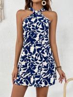 Vestido corto sin mangas con estampado halter de nuevo estilo - details 5
