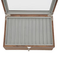 Caja para lápices, 34 ranuras, caja de almacenamiento con ventana de visualización, caja de madera, caja de portátiles (nogal) - details 12